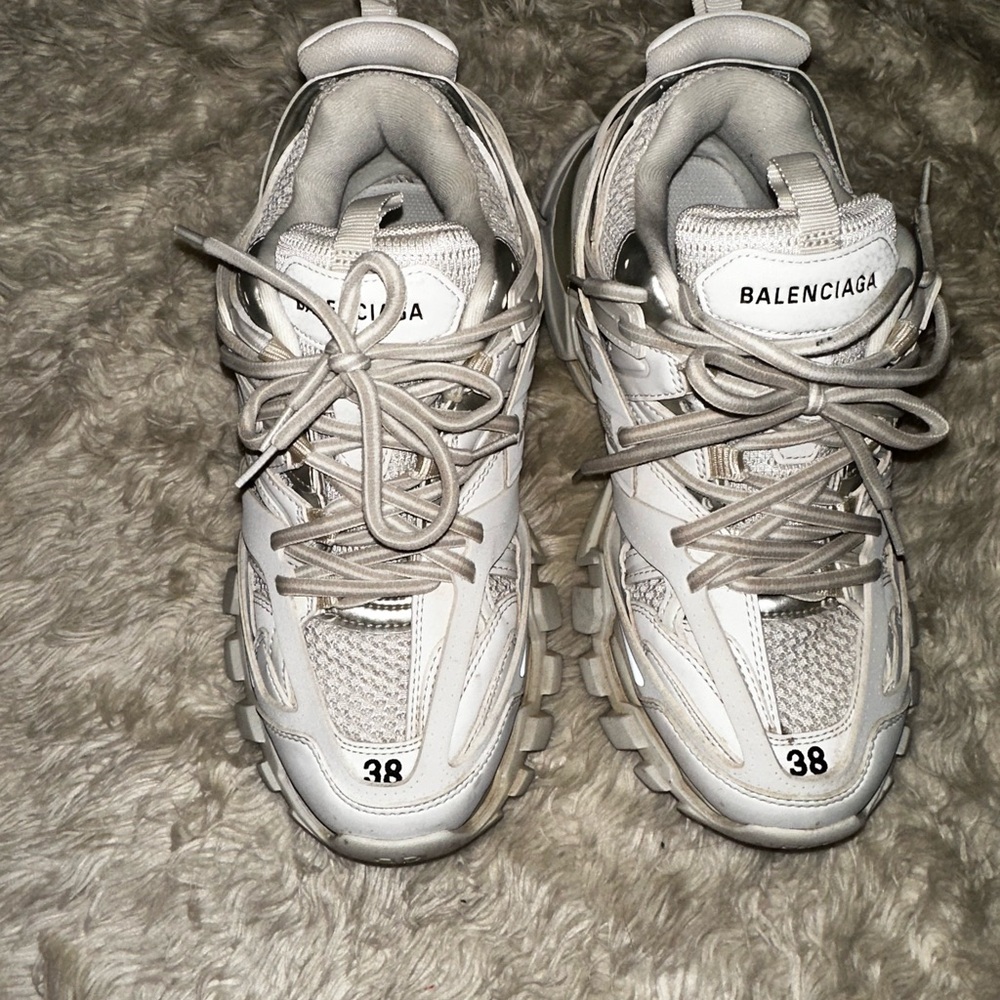 Balenciaga Gray and White Track Sneakers